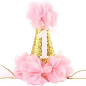 1st Birthday Hat - Pink and Gold